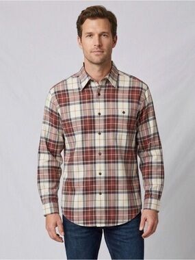 Orvis Signature Twill Men’s Plaid Button Down Shirt Size L (A809)